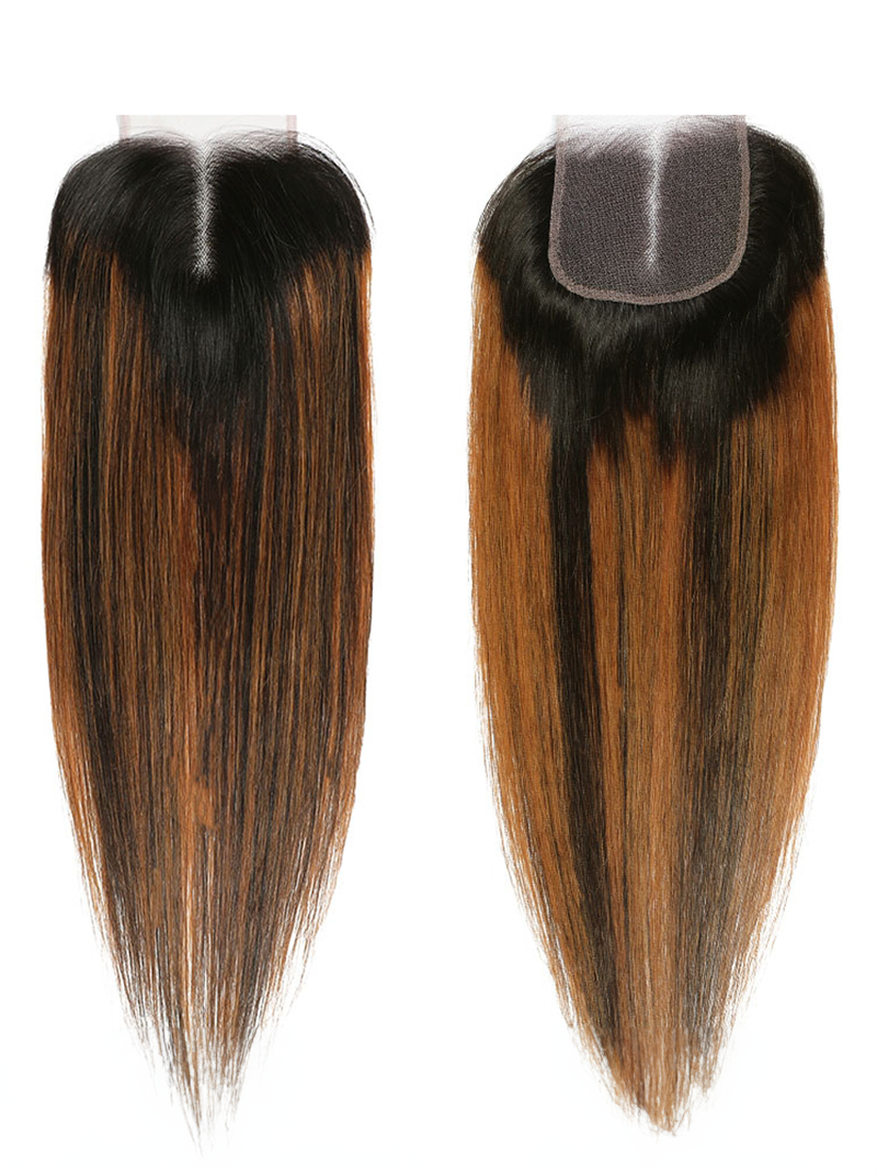 4 Bundles Balayage Ombre Straight Human Hair With Lace Closure #1B/30 Ombre Balayage Human Hair