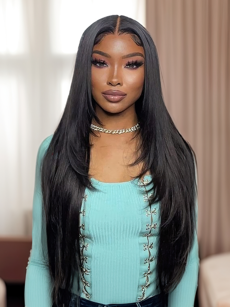 13x4 Transparent Lace Front Butterfly Haircut Straight Layered Wig