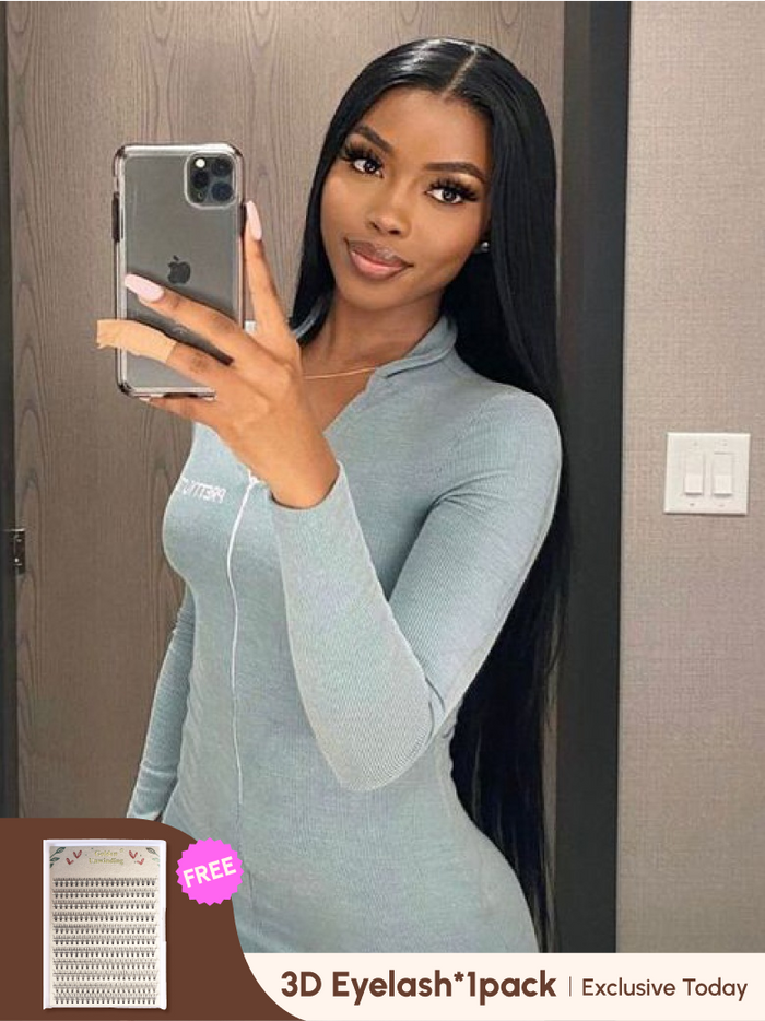 Petaluxe 13x4 Straight Lace Front Wigs 180% Density Pre Plucked Glueless Wig