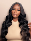 Petaluxe 40 Inch Glueless Invisible HD Lace Pre Plucked Super Full Closure Body Wave Wigs Melted Match All Skin Color