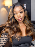 Petaluxe Balayage Highlights Transparent Lace Front Wigs Body Wave Human Hair Wigs