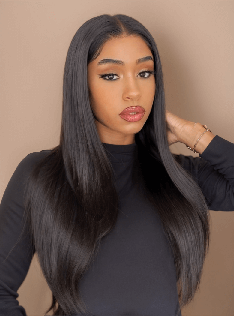 Straight Middle Part Breathable Lace Wigs Pre Plucked Natural Hairline adjustable Perfectly fit belt Long Wig