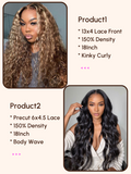 Petaluxe 2 Wigs $202 for 18" 13x4 Lace Front Honey Blonde Curly Wig and 18" Precut 6x4.5 Lace Body Wave Wig