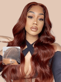 BOGO | Petaluxe Bye Bye Knots Wig 7x5 Glueless Lace Reddish Brown Body Wave Bleached Knots Wig