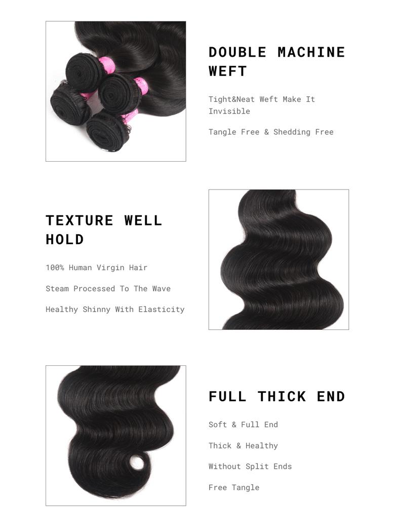 13x4 Lace Frontal With 3 Bundles Body Wave Human Hair