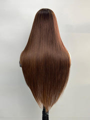 Layer Cut Mocha Medium Brown Glueless Beginner Friendly Straight Wig With Bangs