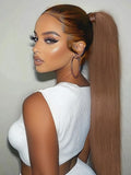 Petaluxe Clip In Ponytail Extension Chocolate Brown Straight Human Hair
