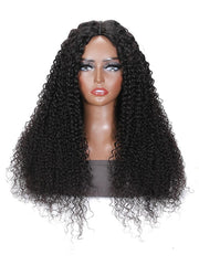 Flash Deal Magic Dry Straight & Wet Curly Wig 2 Styles in 1 V Part Curly Human Hair Black Wig