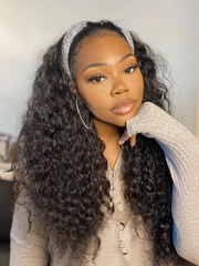 Hair Headband Scarf Hair Wig Curly Virgin Human Hair Glueless Wigs No plucking wig for women Virgin Hair Non Lace Front Wig