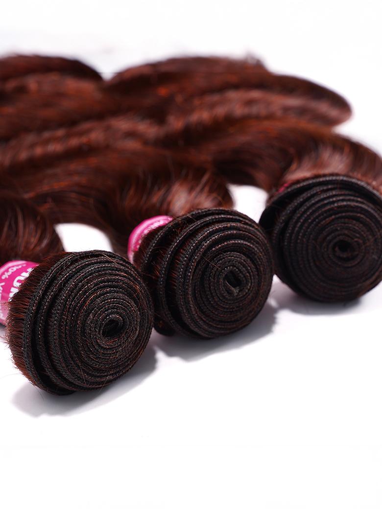 Body Wave Reddish Brown 3Pcs Bundles 100% Remy Human Hair
