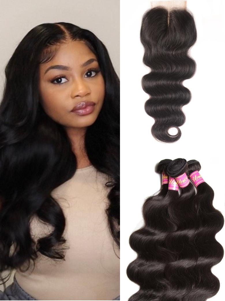 Body Wave 5x5 Lace Closure with 4 Bundles Human Hair