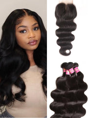Body Wave 5x5 Lace Closure with 4 Bundles Human Hair