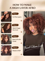 7x5 Bye-Bye Slip™ Wig Glueless Lace Sunset Afro Kinky Curly & Jerry Curly for Reddish Brown Drawstring Wig
