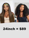 Petaluxe 24"-28" Glueless Headband Yaki Straight& V part  Kinky Curly Wig Low to $89 Limited Stock