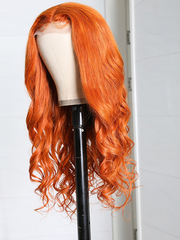Ginger Orange Body Wave Human Hair Lace Part Wigs for Sale
