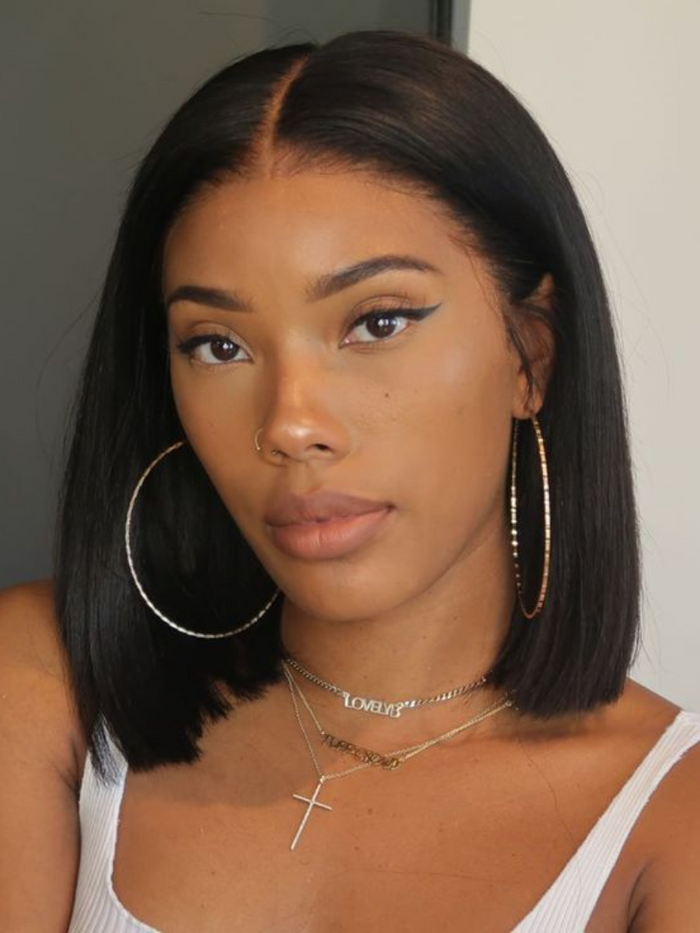 Petaluxe 7x5 Bye-Bye Knots Put On And Go Glueless Lace Bleached Knots Bob Wig 150% Density