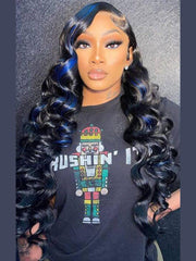 13x4 Lace Frontal Blue Highlight Colored Wigs