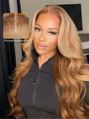 Bye-Bye Knots Wig Pre-Cut 7x5 Glueless Lace & 13x4 Pre Everything Honey Blonde Body Wave Wig With Bleached Clean Knots