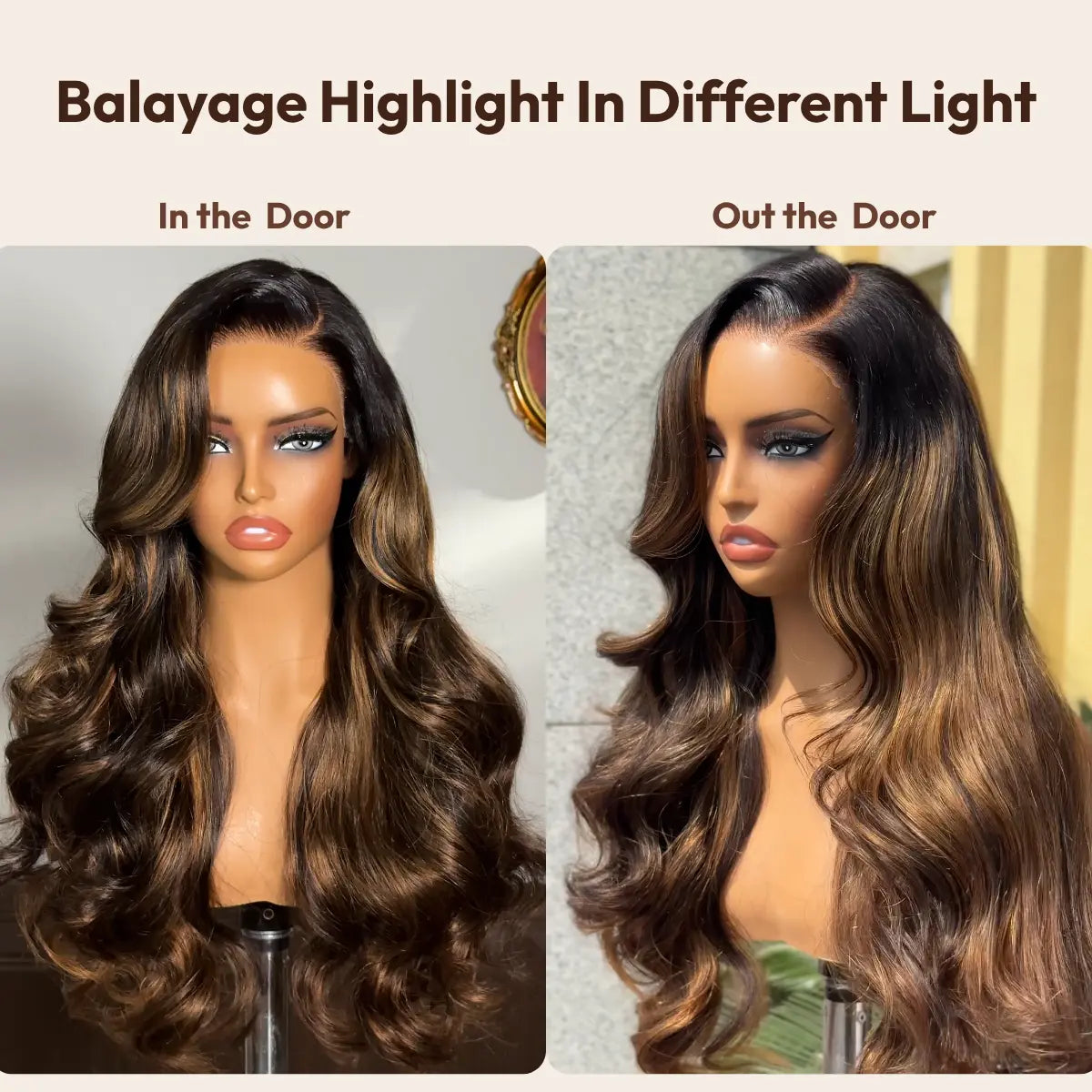 【Bye Bye Slip】Glueless Balayage Highlight Body Wave Wig with Drawstring Pre-cut 7x5 HD Lace Closure Human Hair Wigs with Bleached Knots Friendly for Beginners Summer Wig