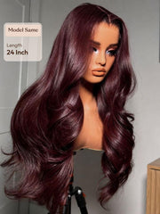 7x5 Bye Bye Slip? Lace Chocolate Brown Loose Wave Drawstring Wig with Platinum Blonde Highlighted Face Framing Layers