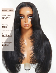 Bye-Bye Knots 7x5 Lace Layered Straight Wig With Side Bangs