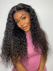 [From 18"] Put On And Go 6x4.5 Pre Cut Curly Natural Black Put On And Go Wig With Breathable Cap