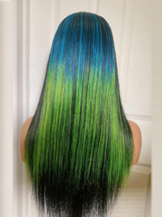 13x4 Lace Front Blue Green Ombre Mermaid Melt Body Wave Wig