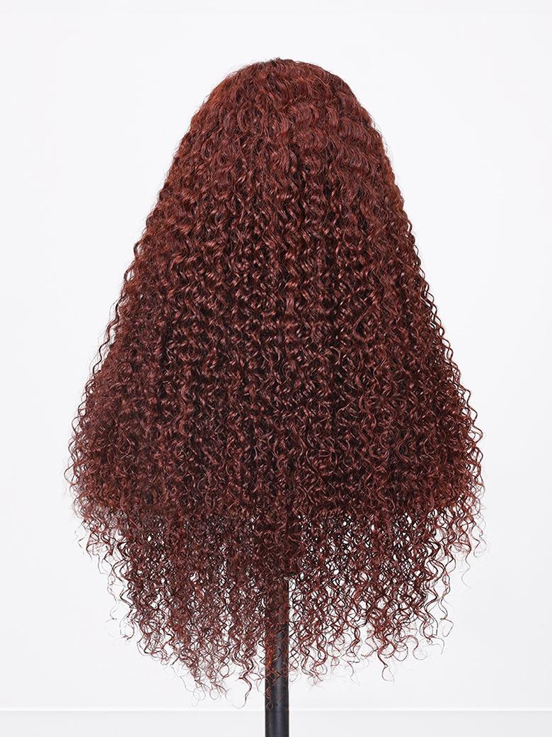 [From 20"] Pre Cut 6x4.5 Lace Red Brown Curly Wig Quick & Easy Glueless Wig With Breathable Cap 150% Density