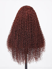 [From 20"] Pre Cut 6x4.5 Lace Red Brown Curly Wig Quick & Easy Glueless Wig With Breathable Cap 150% Density