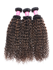 #FB30 Brown Balayage Jerry Curly 1 Piece Human Hair Bundle