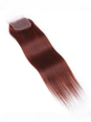 Dark Auburn Straight Remy Human Hair 3 Bundles With Closure Deal