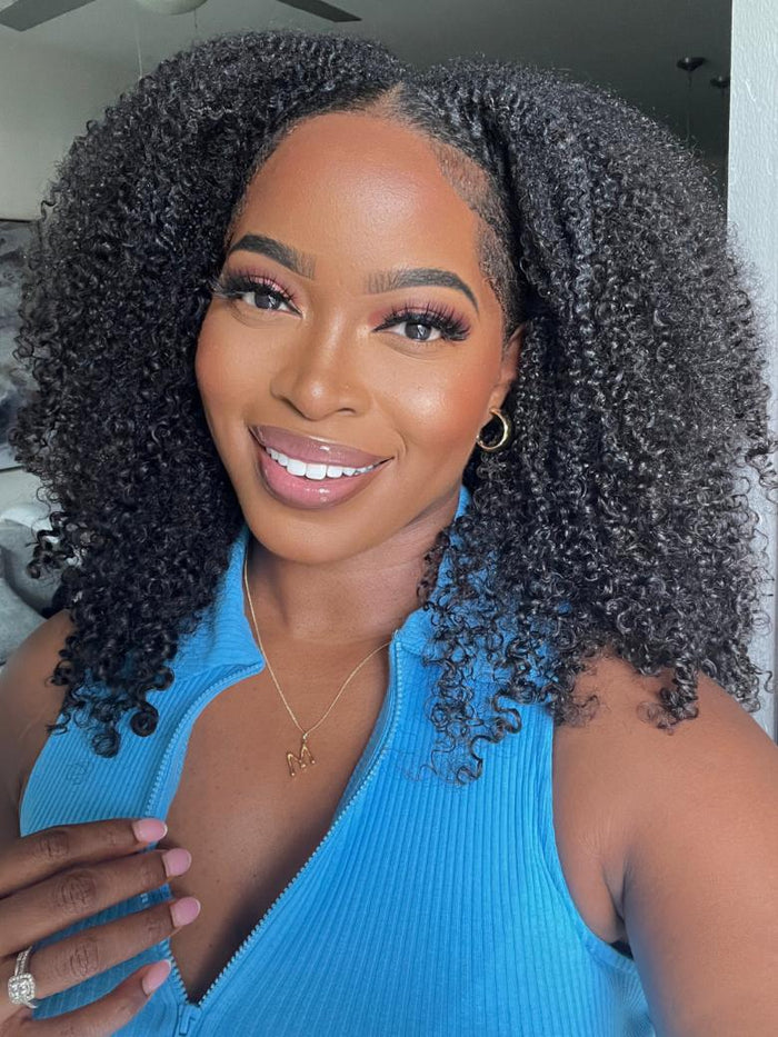 Petaluxe Afro Curly Glueless V Part Wig
