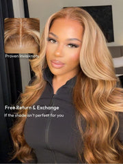 Bye-Bye Knots Wig Pre-Cut 7x5 Glueless Lace & 13x4 Pre Everything Honey Blonde Body Wave Wig With Bleached Clean Knots
