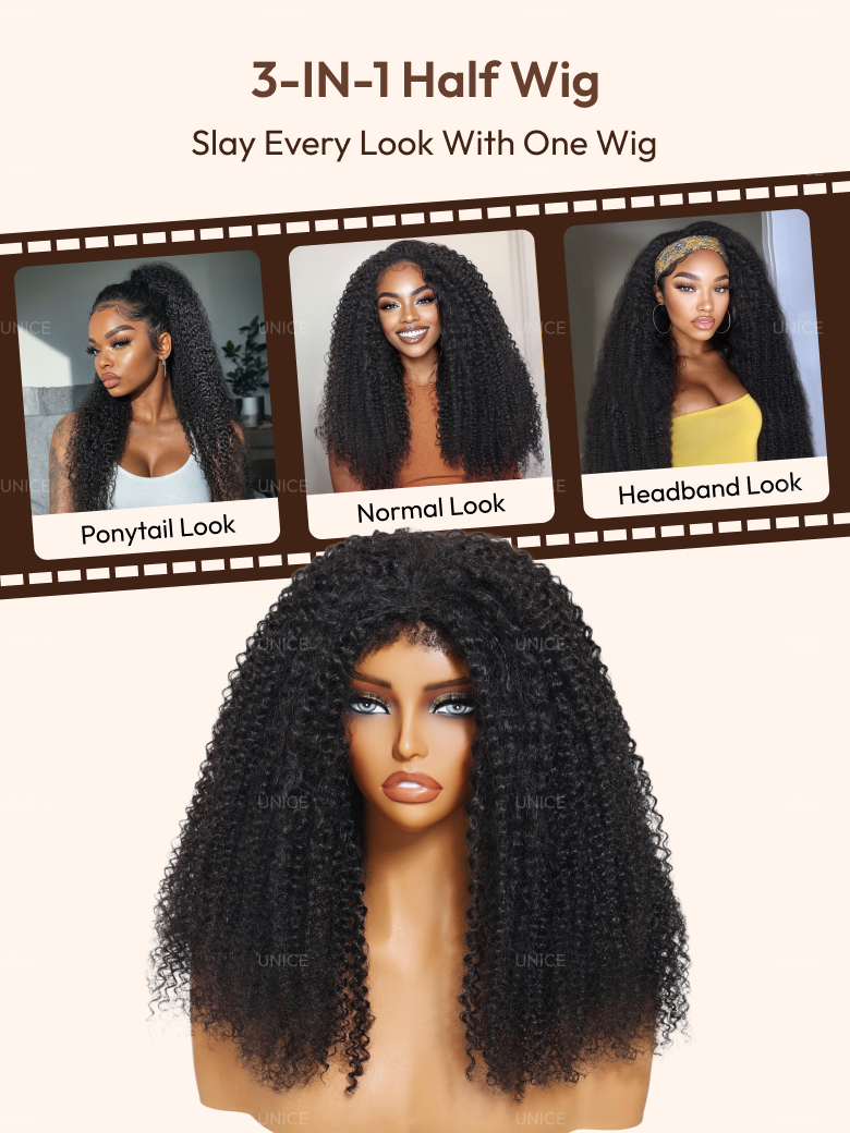 [Invisi Blend] Coily Curly Glueless Flip Over Kinky Curly Wig for Beginner Friendly