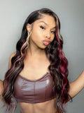 Petaluxe Put On And Go 6x4.5 Glueless Lace Red Blonde Highlights Loose Wave Wig
