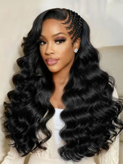 13x4 Pre-Everything? Voluminous Wave Wig with Boho Micro Cornrows Side Braids