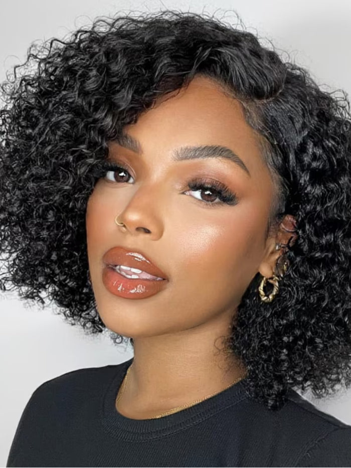 Petaluxe [Down to $79] 7x5 Bye-Bye Knots Wig Natural Black Short Curly Pre Side Part Bob Wig