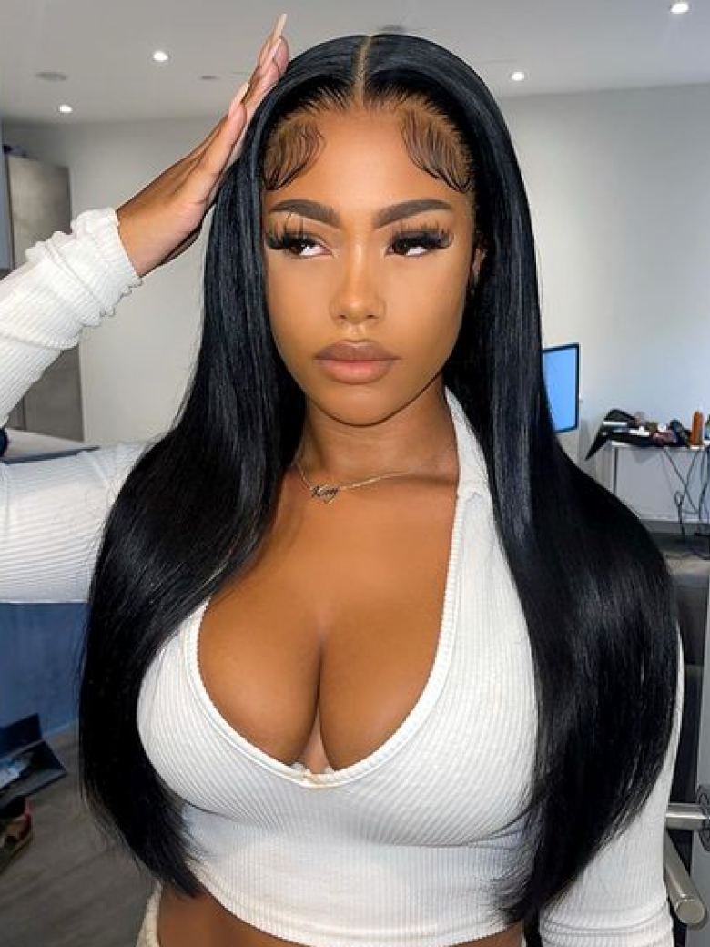 Middle Part Lace Straight Hair Wigs Natural Hairline Long Wig With Natural Baby Hair 150% Density