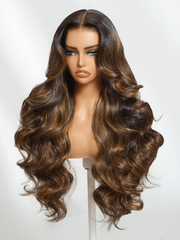 7x5 Bye Bye Knots? Glueless Lace Balayage Highlight Body Wave Wig No Burden
