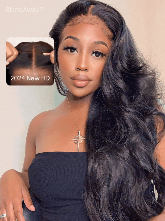 Petaluxe 5x5 Thin HD BlendAway Pre Cut Lace Glueless Body Wave Wig with ByeBye-Knots Match All Skin Tones