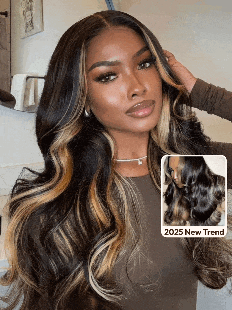 7x5 Bye-Bye Knots Wig Lace Loose Wave Butterscotch Highlights Brown Wig 150% Density