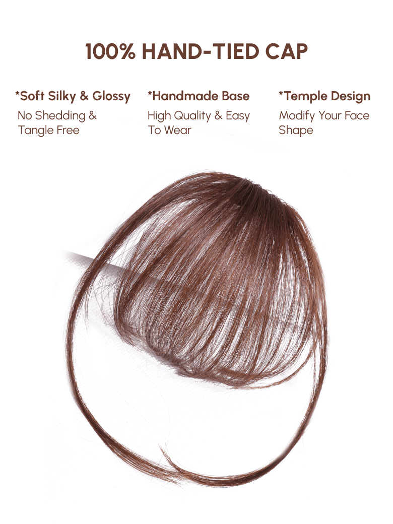 Hand-Made Dark Brown Straight Clip In Air Bangs With Temples