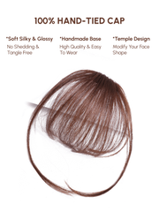Hand-Made Dark Brown Straight Clip In Air Bangs With Temples