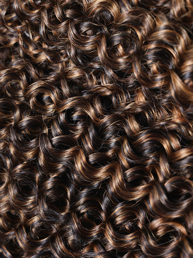 #FB30 Brown Balayage Jerry Curly 1 Piece Human Hair Bundle