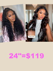 13x4/7x5 Bye-bye Knots Lace Natural Black Water Wave Curly Drawstring Wig& 5X5 HD Pre Cut Body Wave Wig