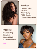 Petaluxe $129=2 Wigs | 180% Density V Part Wig and Pixie Cut Glueless Wig