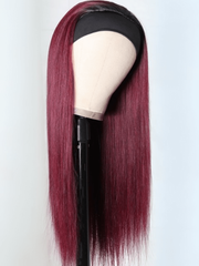 [BOGO FREE] 20 Inch Ombre 99j Wine Red Color Straight Human Hair Headband Wig With Black Root