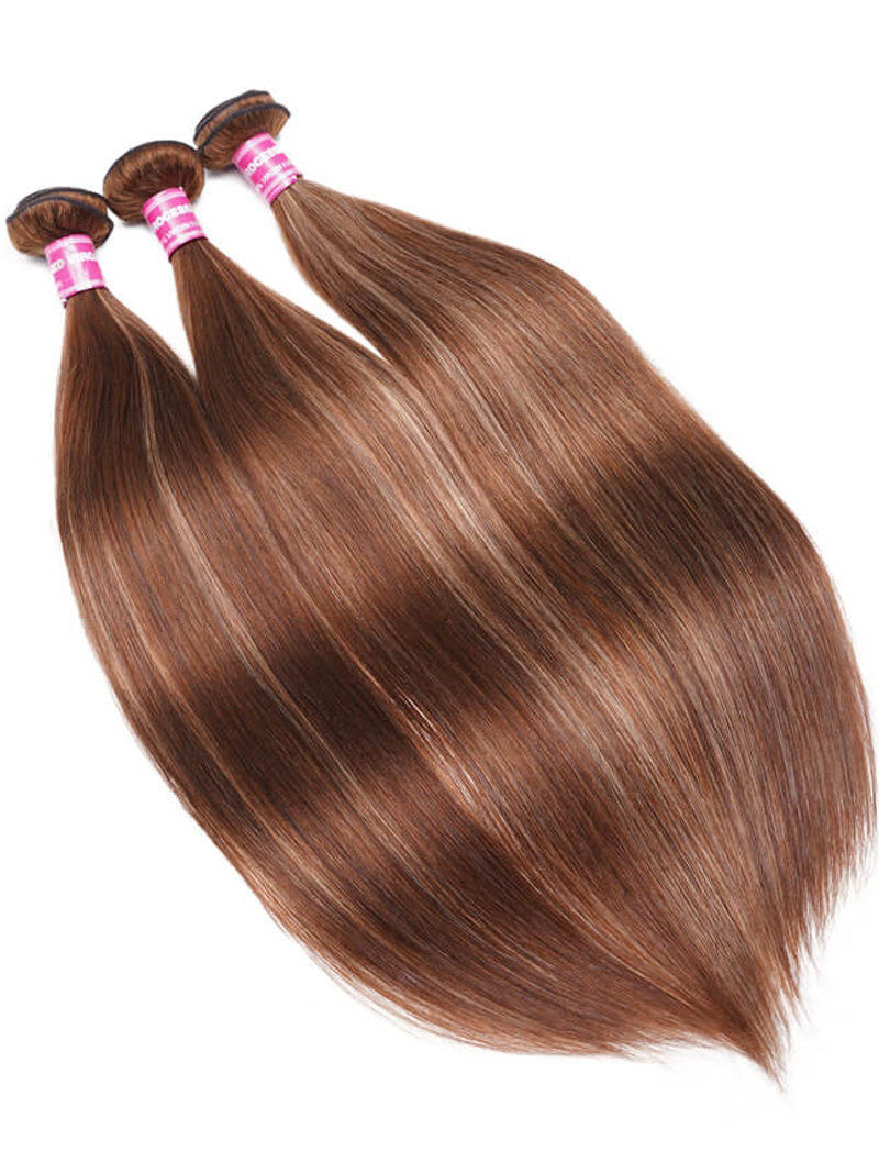 Blonde Highlight Piano Color Silky Straight Hair 3 Bundles Deal