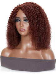 Glueless Auburn Brown Color Afro Kinky Curly 100% Human Hair Wig