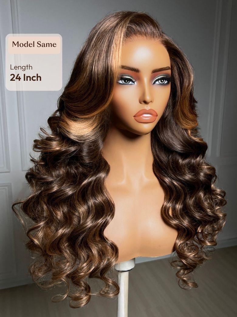 13x4 Lace Front Honey Blonde Highlights Water Wave Pre-Everything Wig With Invisible Knots